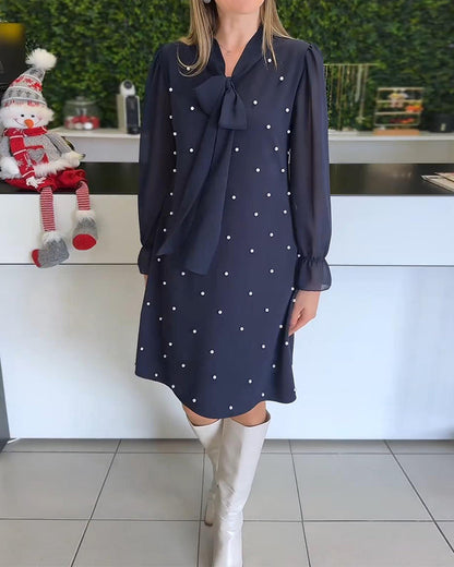 Chic Long-Sleeve Patchwork Maxi Dress