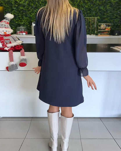 Chic Long-Sleeve Patchwork Maxi Dress